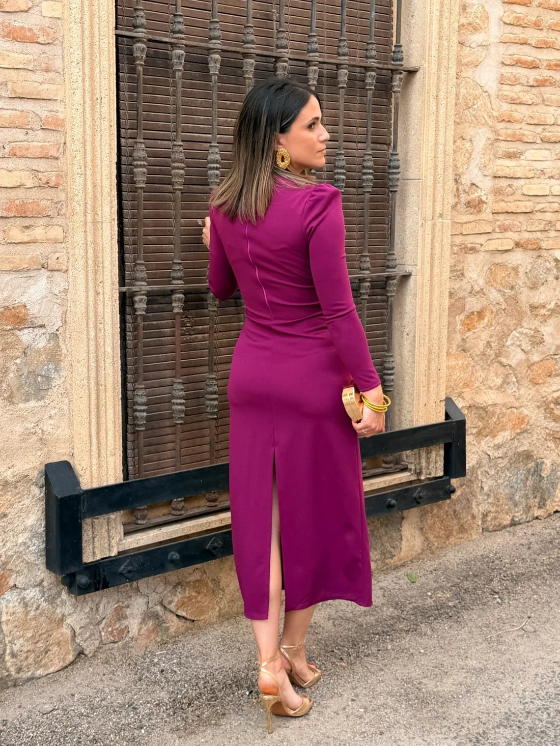 Vestido Alessia buganvilla - vista trasera